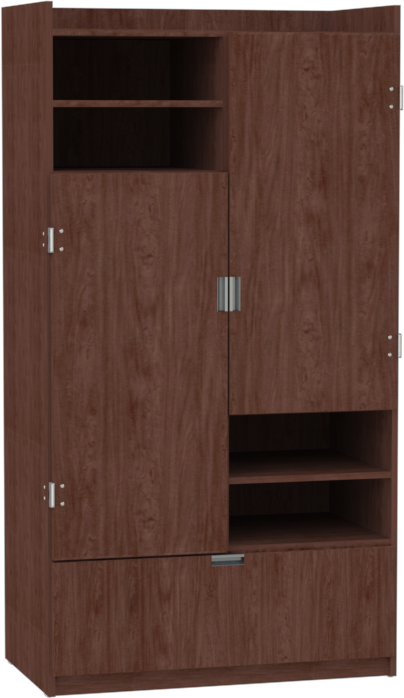 Aero 2 Compartment Wardrobe w\/4 Storage Shelves & 1 Bottom Drawer